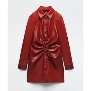New with tags Zara Red Faux Leather Dress Size Large